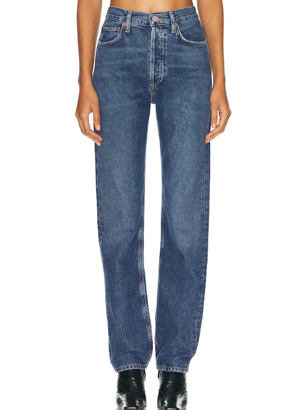 Agolde pinch waist high rise straight jeans, size 27, in control wash